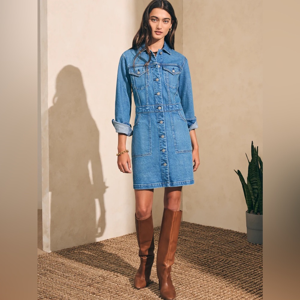 Faherty Organic Cotton Denim Michelle Dress Size 8